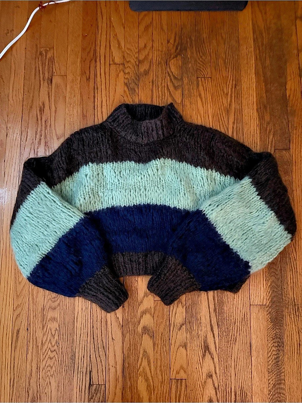 Frisson Knits Isabella Sweater Color Block Black & Green